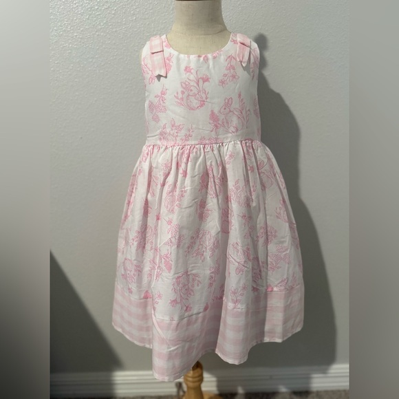 Shabby Chic Other - Shabby Chic Girls Bunny Easter Dress Pink Toile w/ Bow NWT